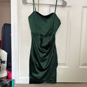 Elegant Green Satin Dress